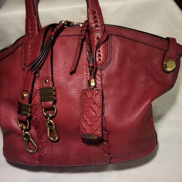 orYANY Cassie Raspberry Pebbled Leather XL Satchel Bag Detachable Shldr Strap - Picture 4 of 16
